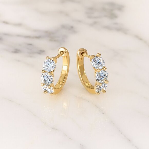 "Beverly" Moissanite Hoops - Picture 1 of 2